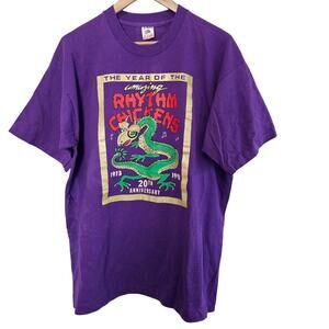 Vintage 90s Dragon T-Shirt Women XL Purple Chickens Graphic Tee Streetwear Funny